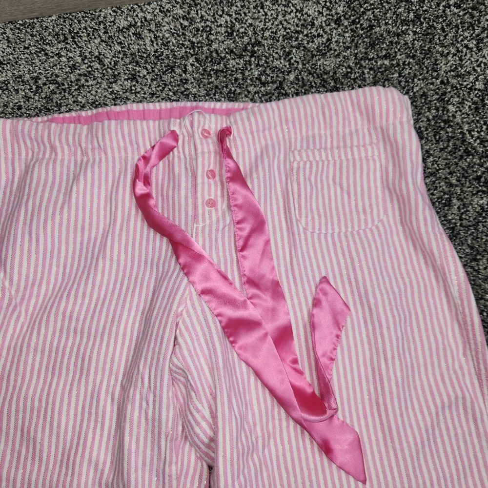 Y2k Vtg Victoria's Secret PINK Ski Bunnies Stripe Pajama Pants Pink Gold Women L - Picture 5 of 13